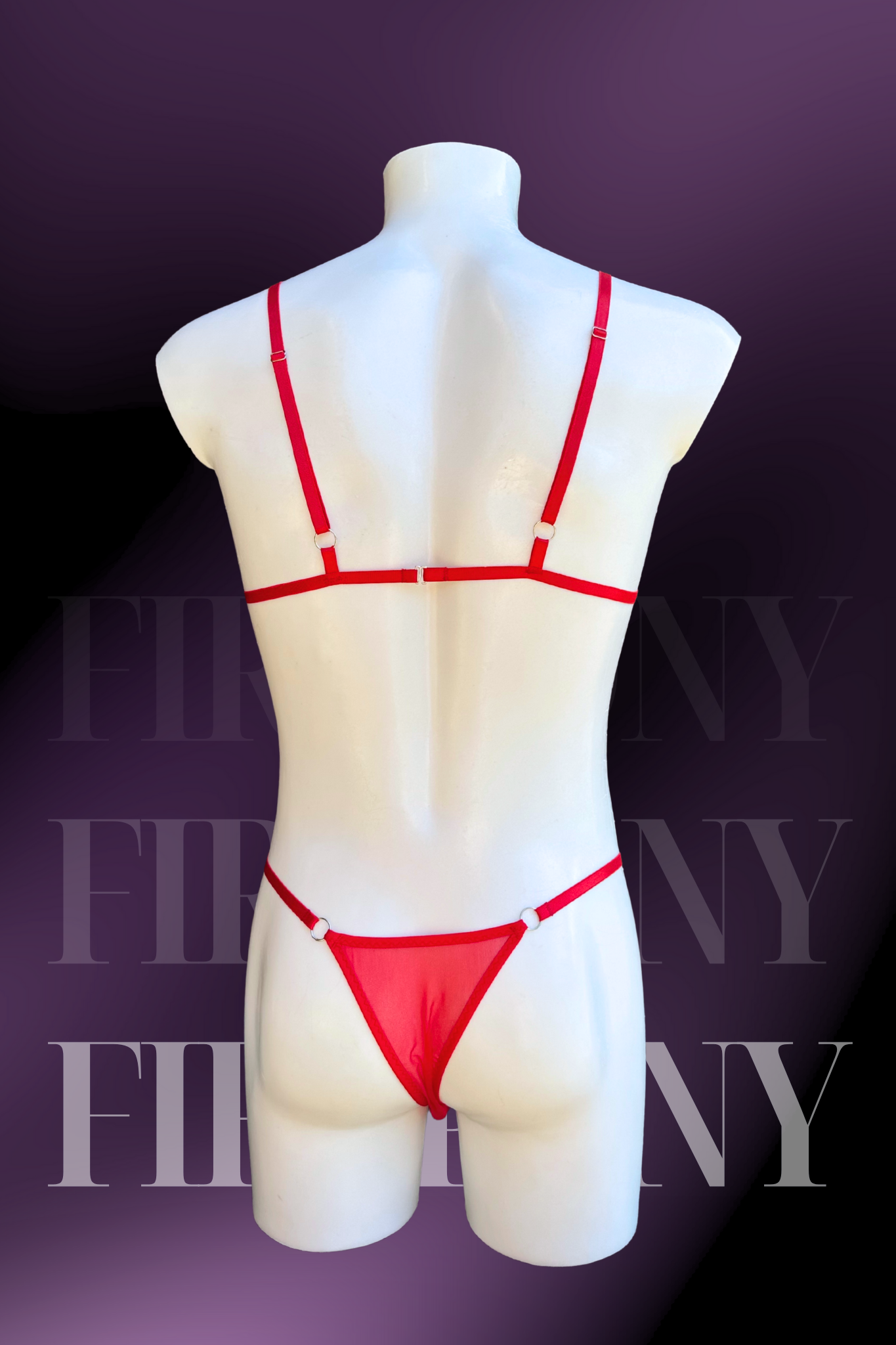Red Lace Sissy Lingerie Set – Sheer Bralette and Thong