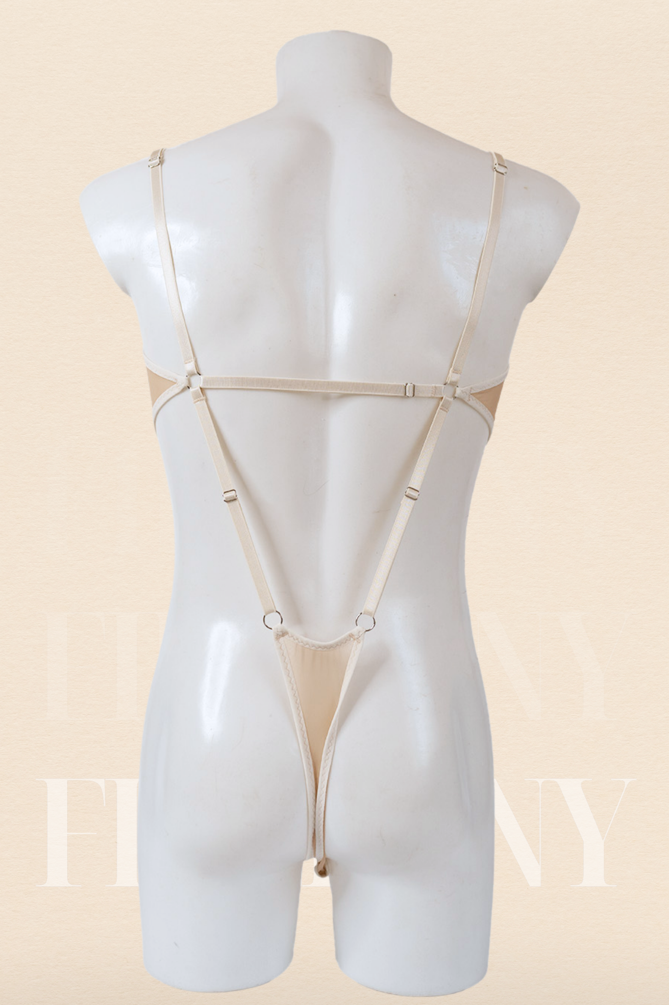 Nude Mesh Bodysuit for Men – Sissy Lingerie Thong Bodysuit – See Through One Piece for Gay Men & Femboys – Sexy Open Back FirePony Design