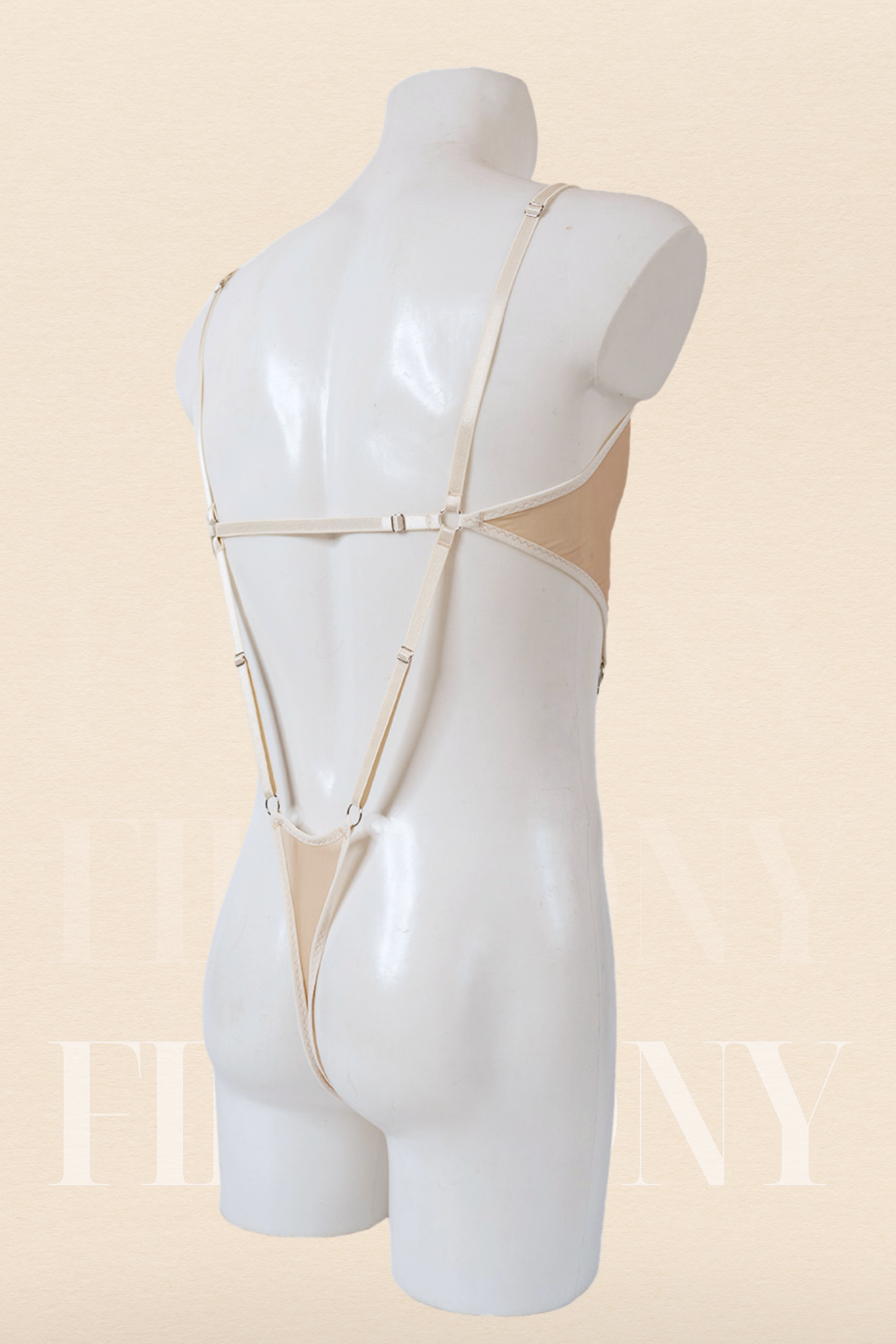 Nude Mesh Bodysuit for Men – Sissy Lingerie Thong Bodysuit – See Through One Piece for Gay Men & Femboys – Sexy Open Back FirePony Design