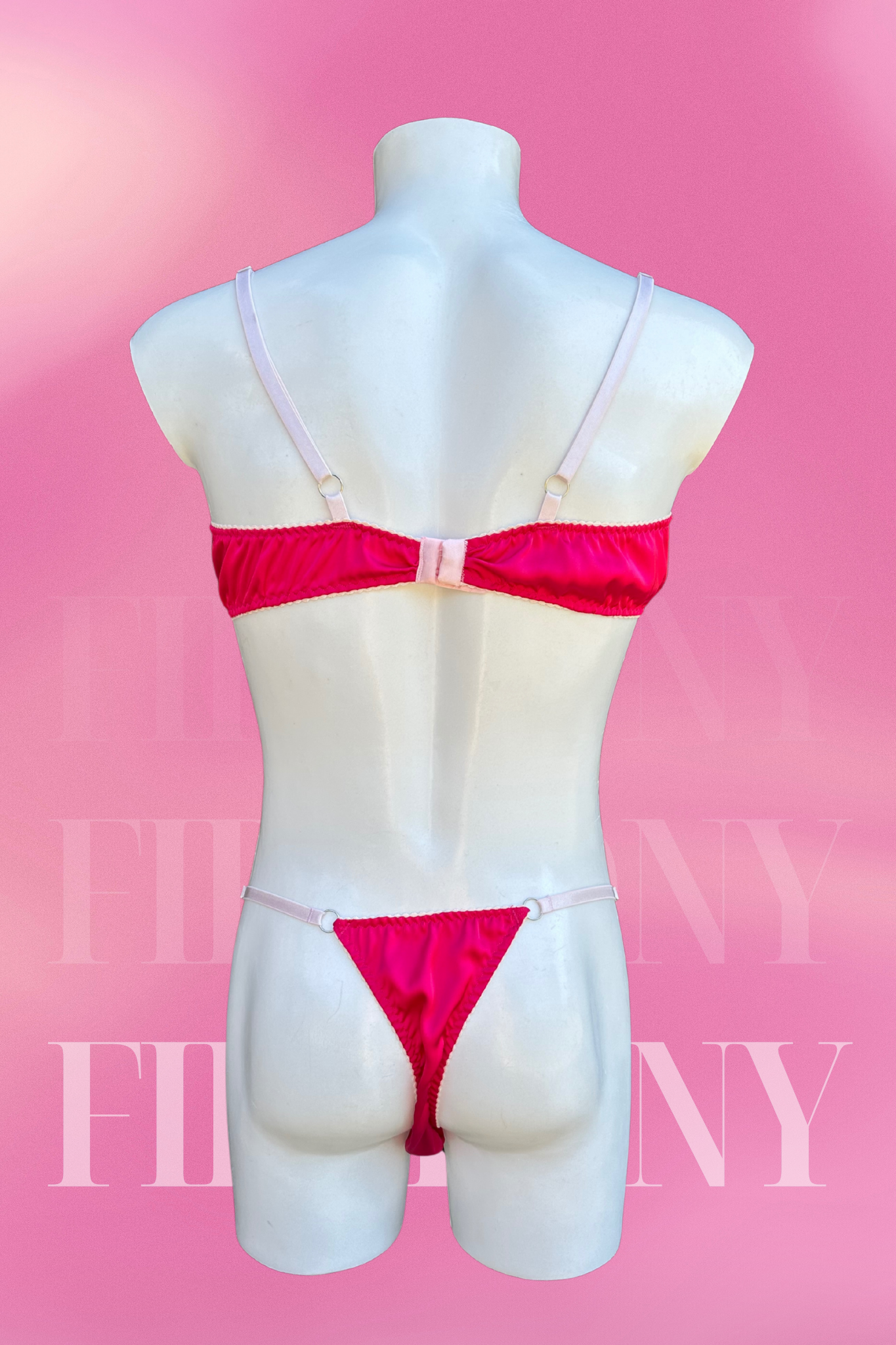 Pink Satin & Lace Sissy Lingerie for Men – Sexy Bra and Panty Set