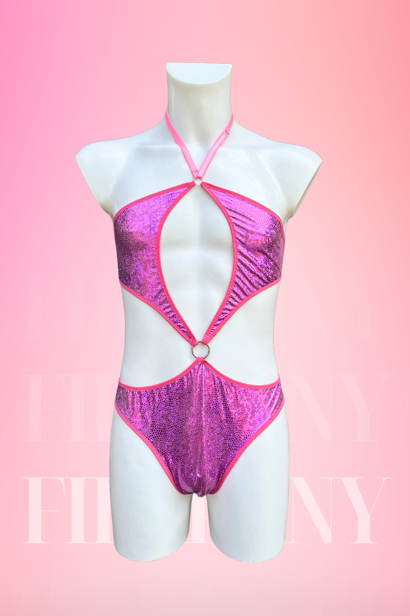 Hot Pink Mens Sequin Bodysuit