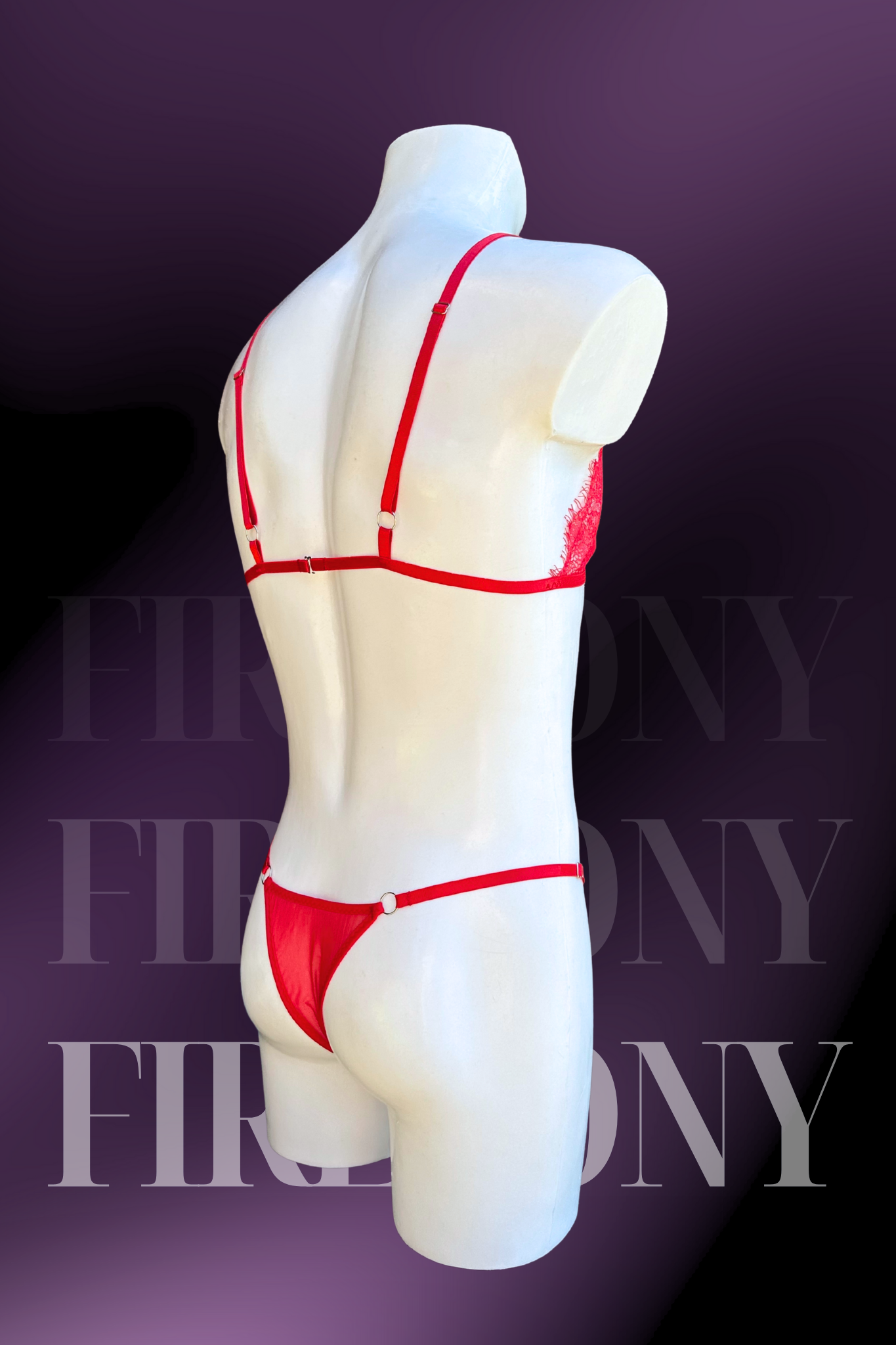 Red Lace Sissy Lingerie Set – Sheer Bralette and Thong