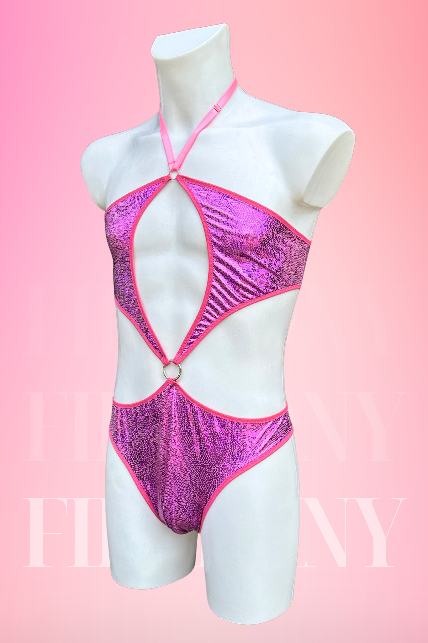 Hot Pink Mens Sequin Bodysuit