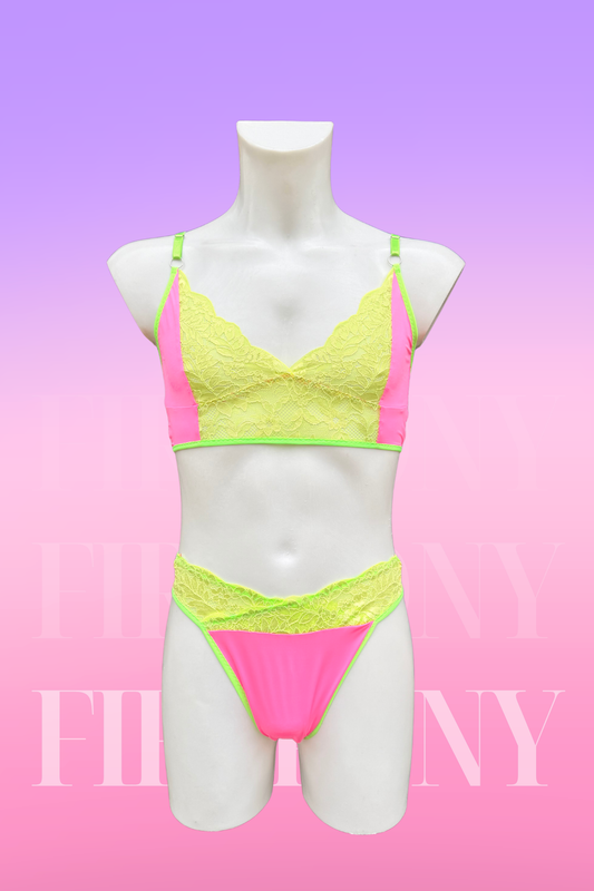Neon Femboy Lingerie Set – Kawaii Bra & Panties for Queer & Genderfluid Bodies