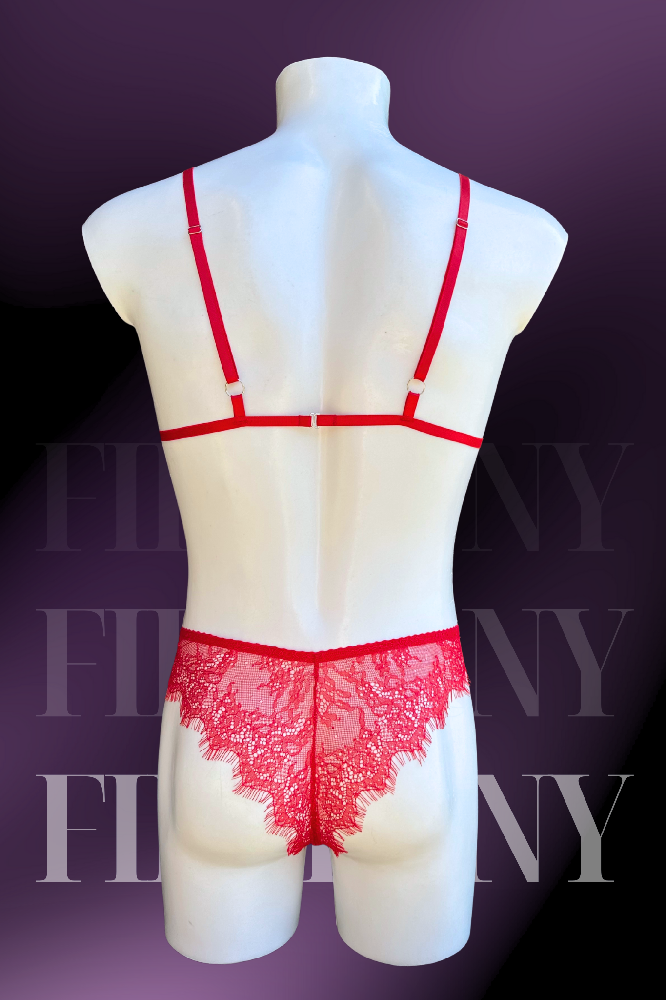 Red Lace Sissy Lingerie Set – Sheer Bralette and Panties