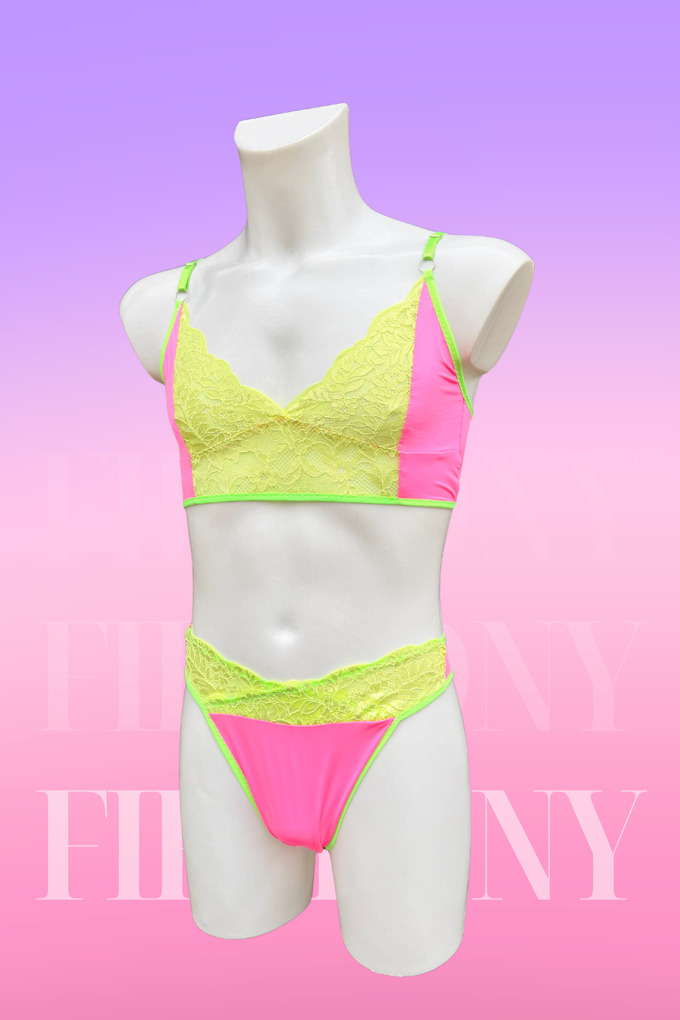 Neon Femboy Lingerie Set – Kawaii Bra & Panties for Queer & Genderfluid Bodies