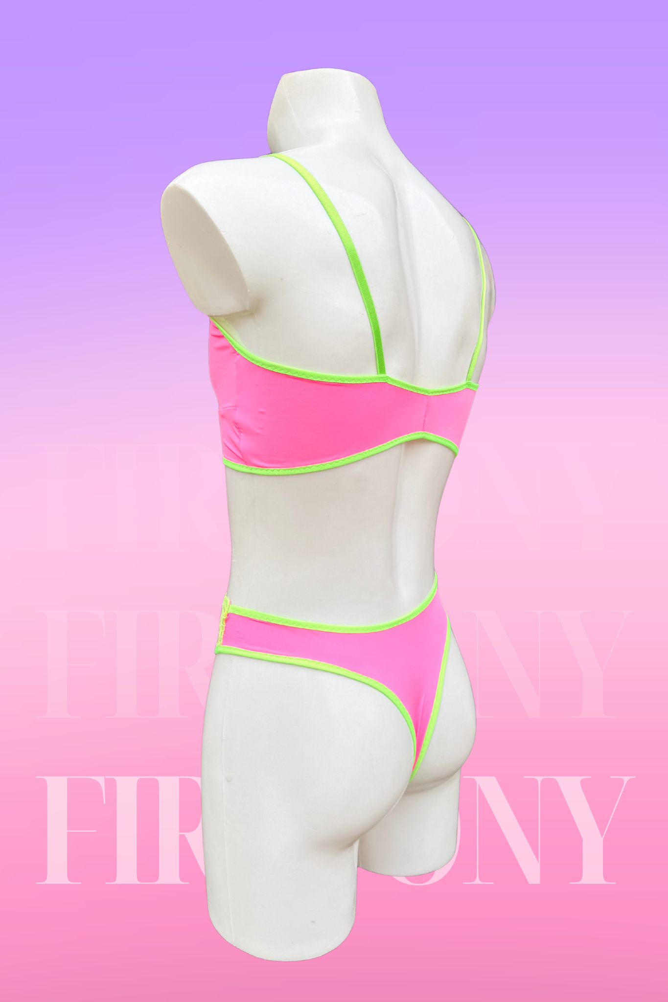 Neon Femboy Lingerie Set – Kawaii Bra & Panties for Queer & Genderfluid Bodies