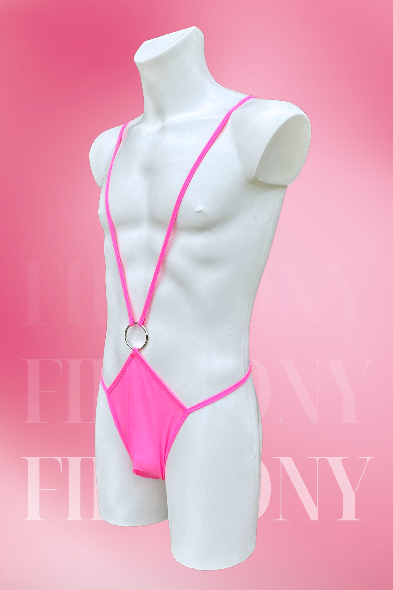 Neon Pink Men's Sling Bodysuit – Extreme Micro G-String One-Piece – Sexy Femboy Lingerie
