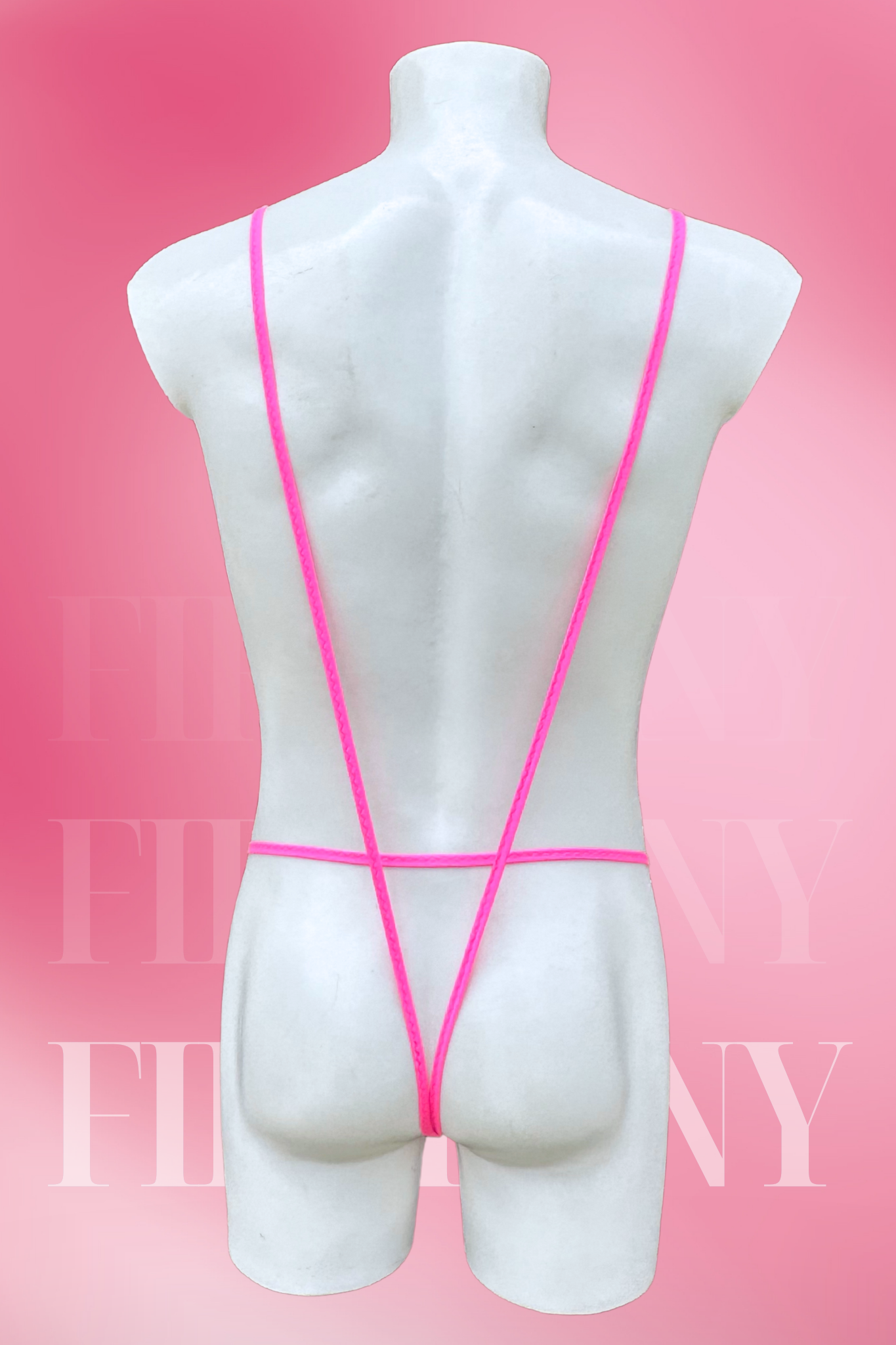 Neon Pink Men's Sling Bodysuit – Extreme Micro G-String One-Piece – Sexy Femboy Lingerie