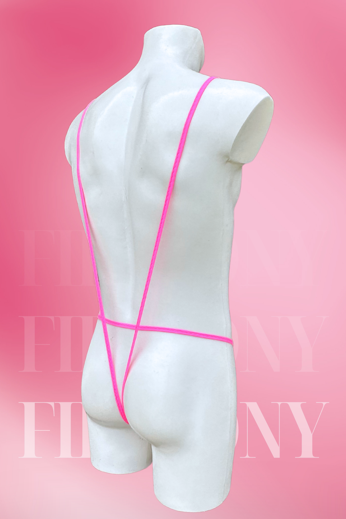 Neon Pink Men's Sling Bodysuit – Extreme Micro G-String One-Piece – Sexy Femboy Lingerie
