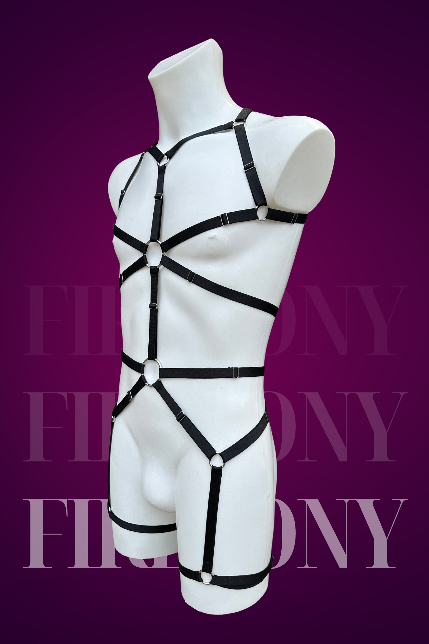 Full-Body Black Harness for Men – Adjustable BDSM-Inspired Strappy Outfit