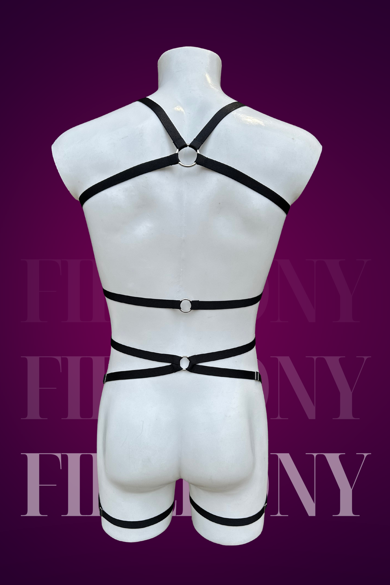Full-Body Black Harness for Men – Adjustable BDSM-Inspired Strappy Outfit