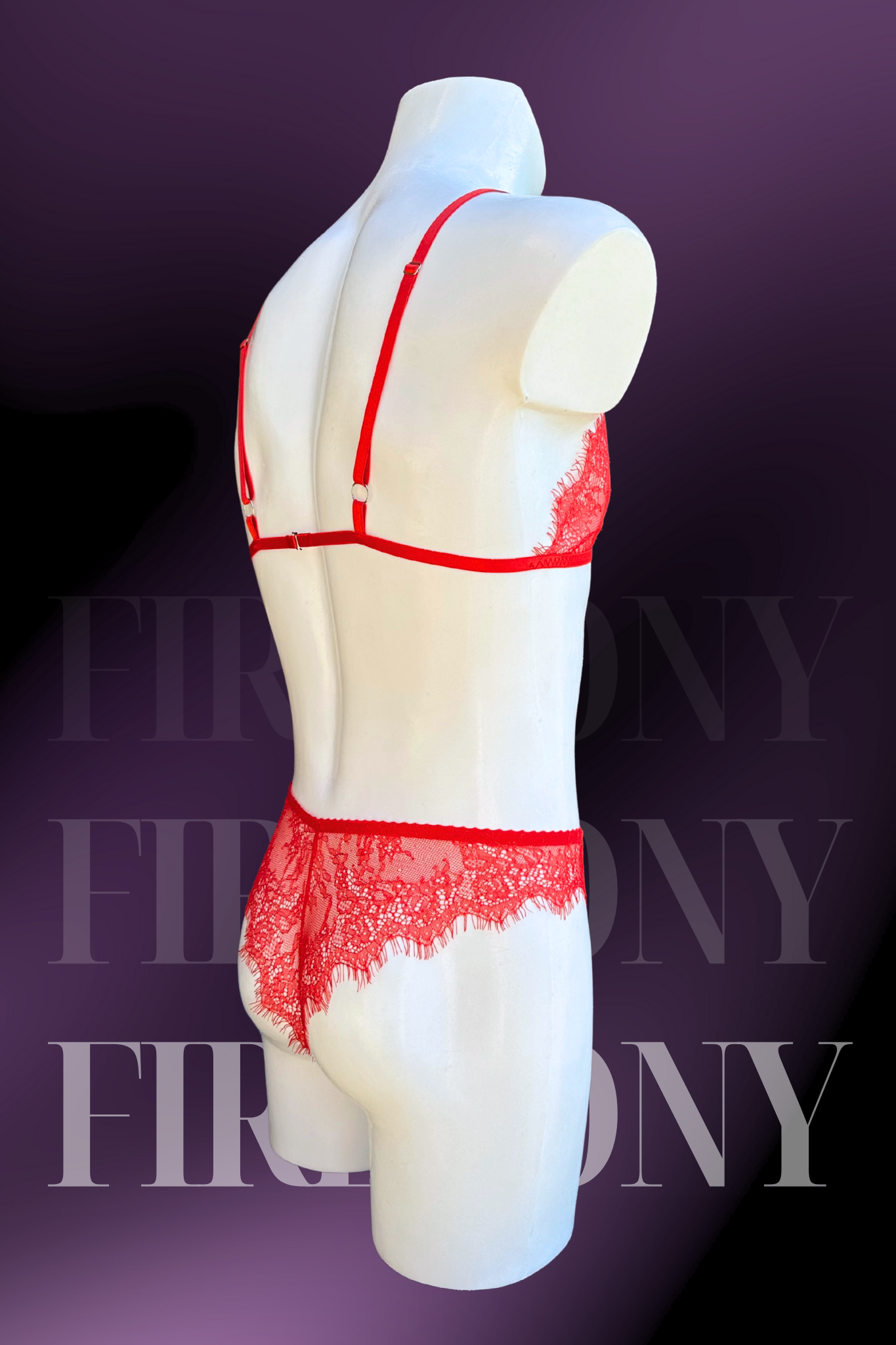 Red Lace Sissy Lingerie Set – Sheer Bralette and Panties