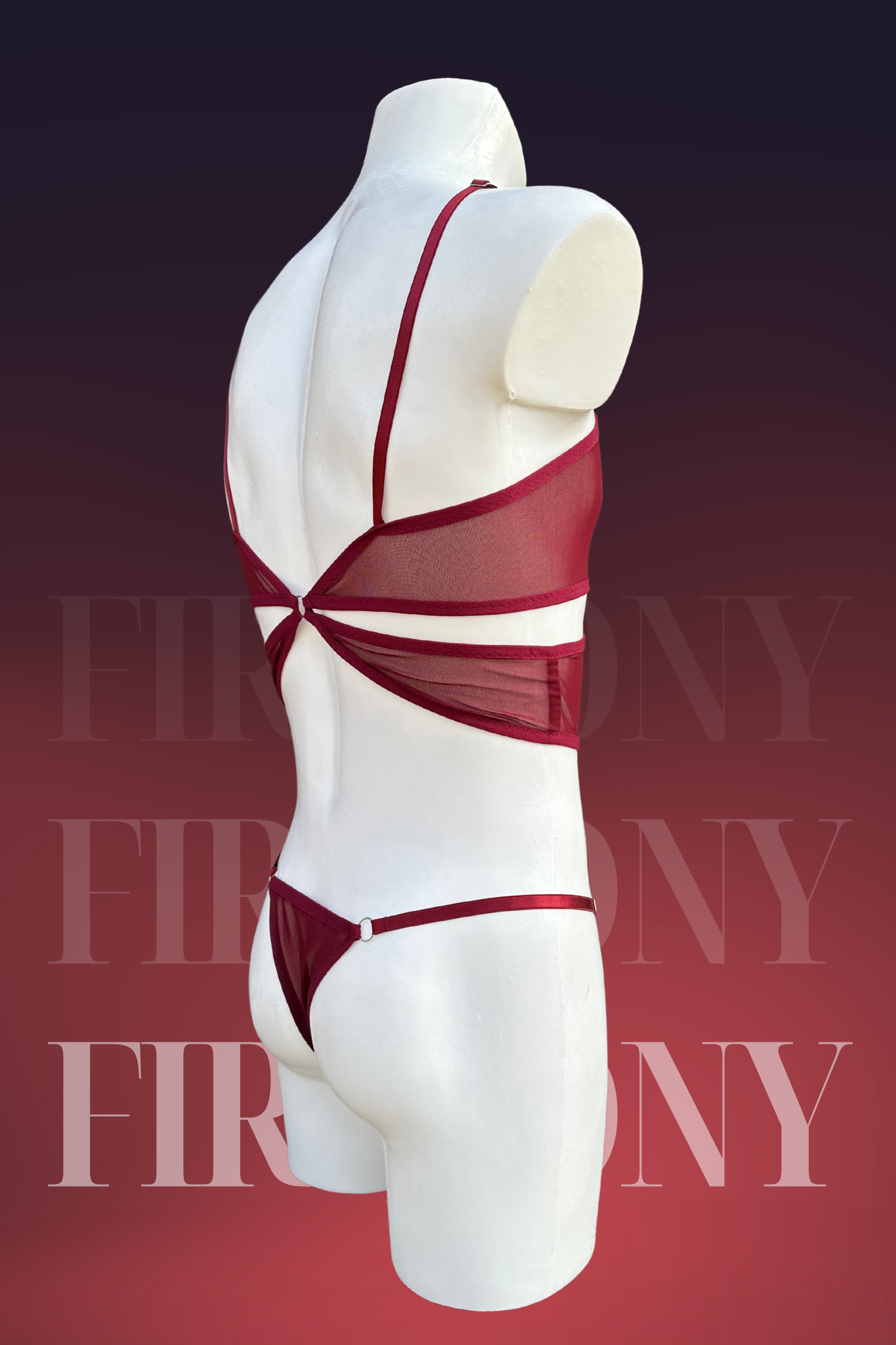 Burgundy See Through Mesh Bodysuit for Men – Femboy Lingerie, Open Back Bodysuit, Sissy Lingerie for Gay & Crossdresser, Sexy Men’s Clubwear