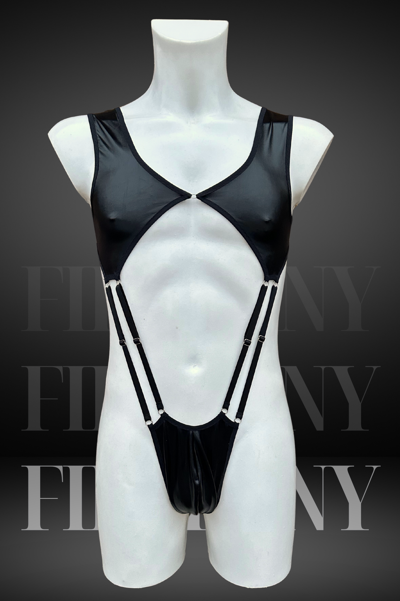 Mens Sexy Leather Bodysuit - Gay Clubwear Outfit - Femboy Lingerie