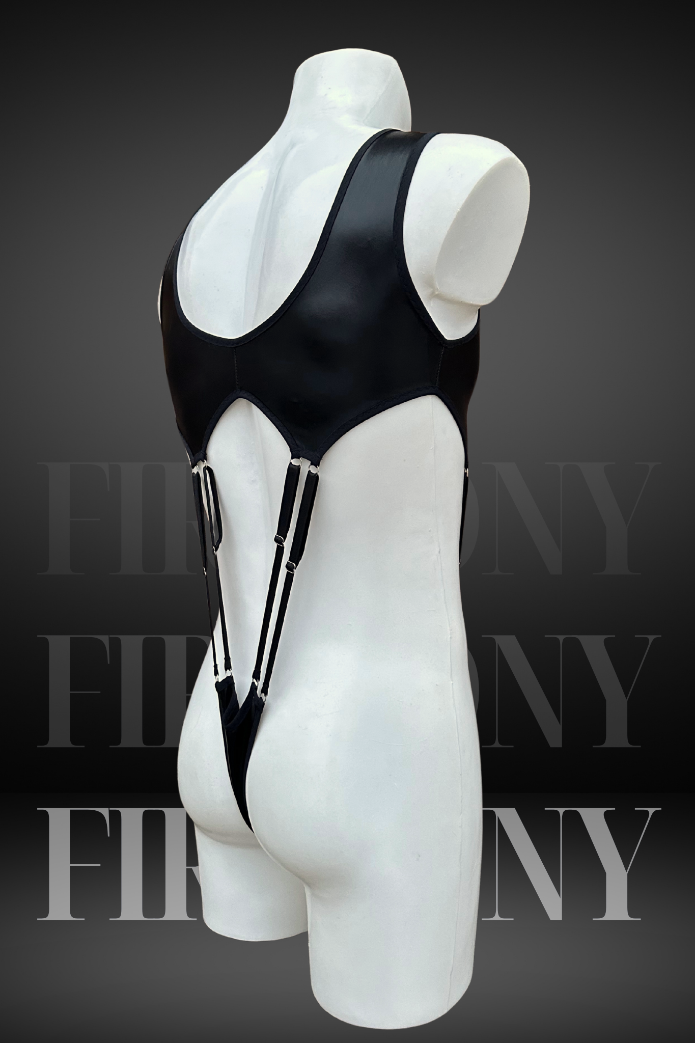 Mens Sexy Leather Bodysuit - Gay Clubwear Outfit - Femboy Lingerie