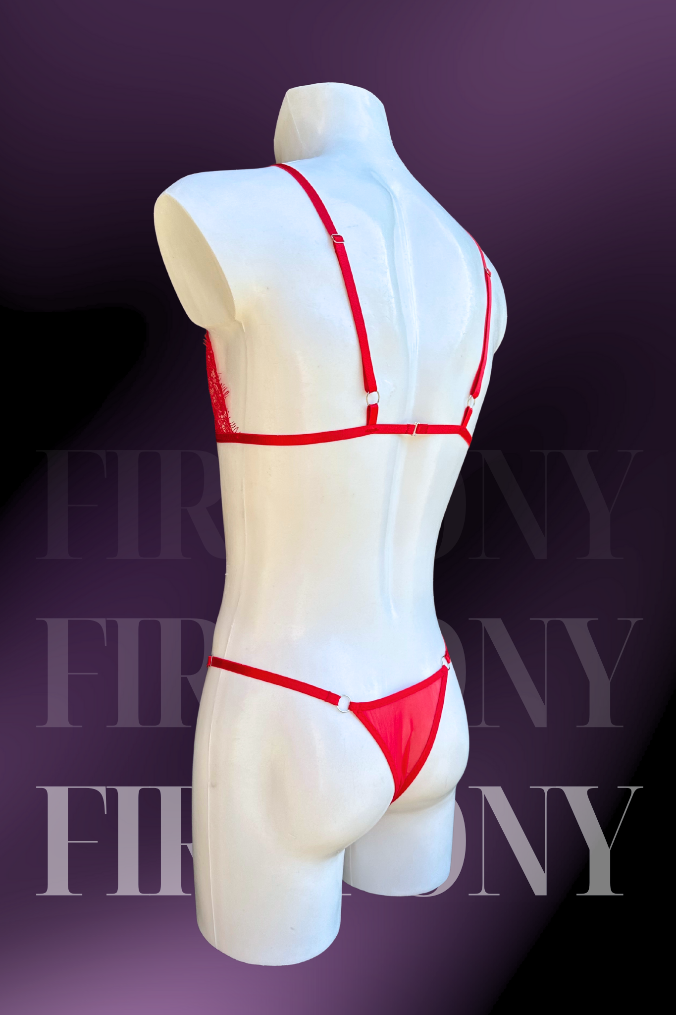 Red Lace Sissy Lingerie Set – Sheer Bralette and Thong