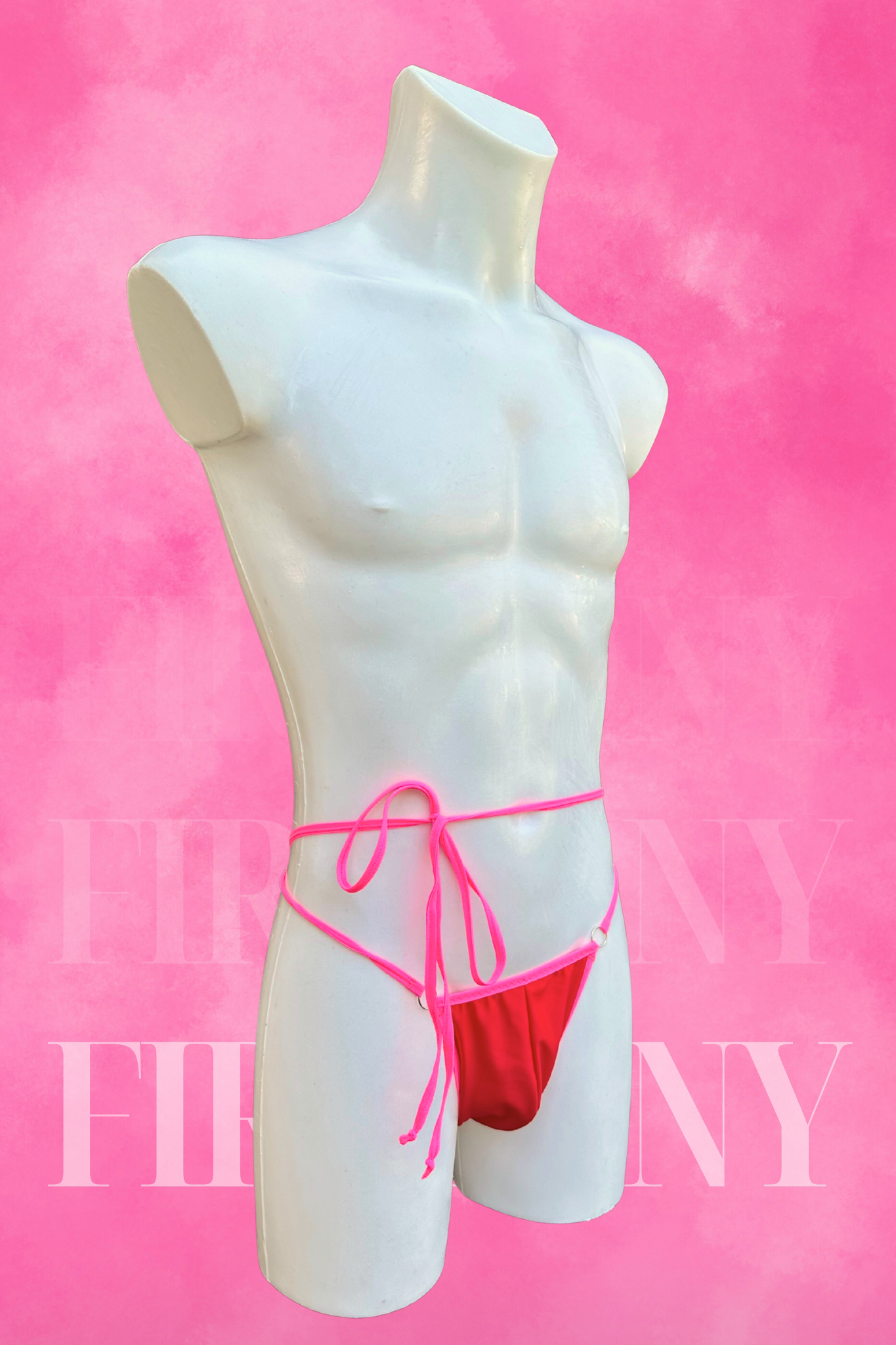 Hot Red Cut-Out Bodysuit Swimsuit for Men - Mens Leotard, Two-Pieces Bodysuit, Handmade Festival Outfit | Fireponyshop