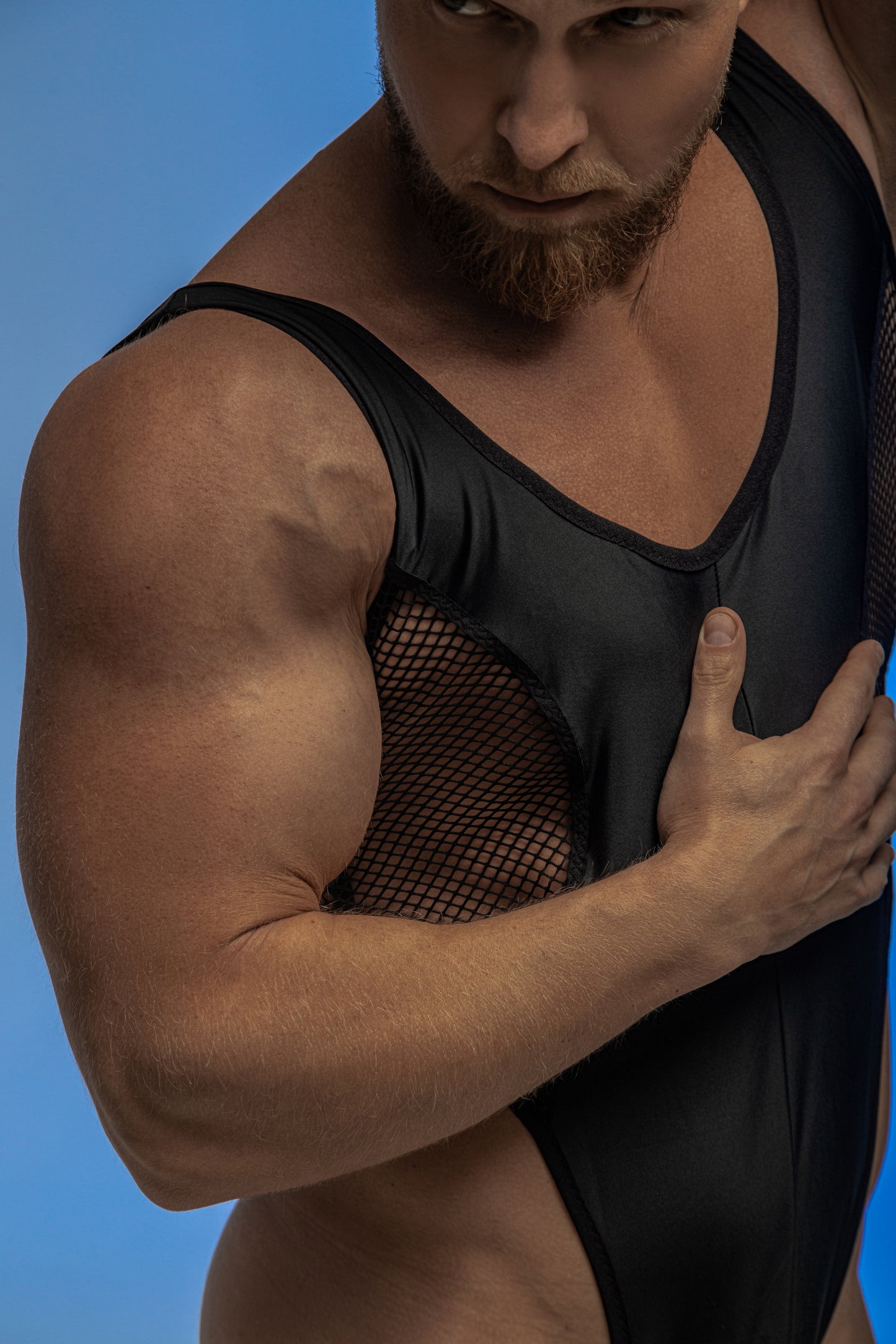 "Black men’s bodysuit by Fireponyshop – sexy high cut design