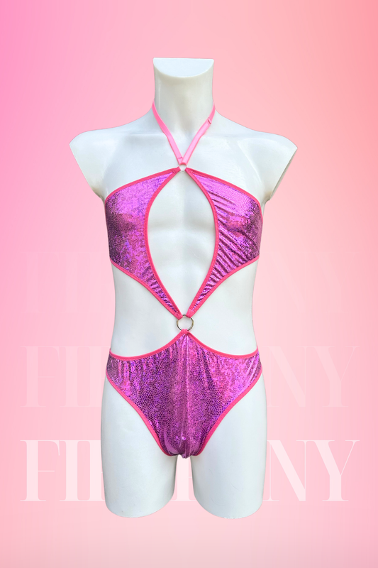 Hot Pink Mens Sequin Bodysuit