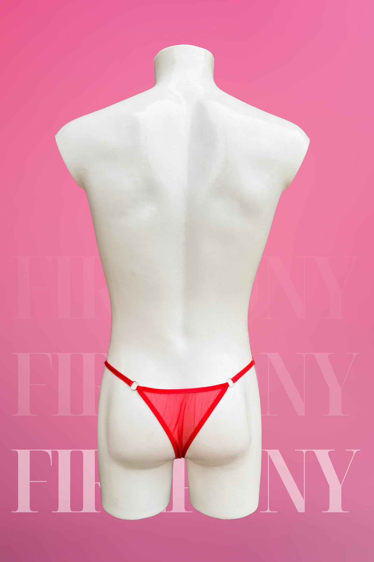 Red Open Crotched Panty - Men’s Open Crotch Underwear, Sissy Lingerie, See Through Panty with Hole