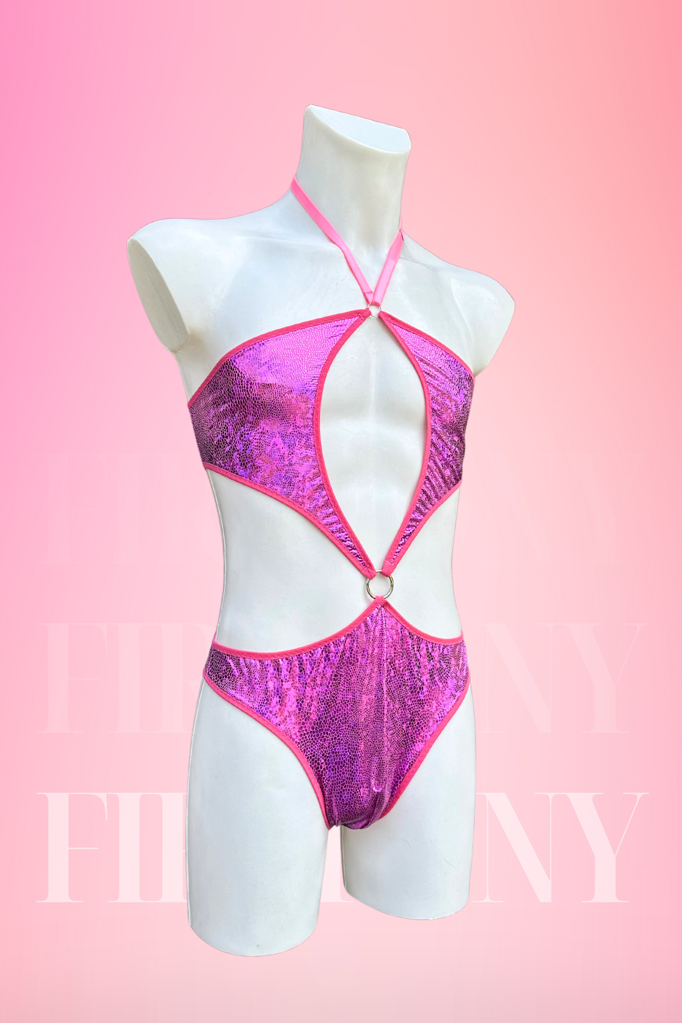 Hot Pink Mens Sequin Bodysuit
