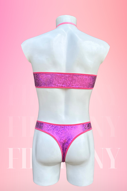 Hot Pink Mens Sequin Bodysuit