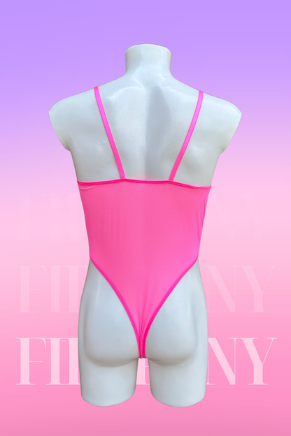 Pink Underwear Mesh Thong Bodysuit - Mens Sexy Bodysuit