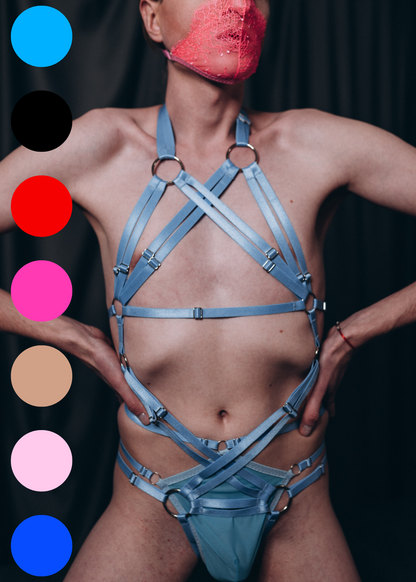 Men's blue rope nylon harness – bold full body style