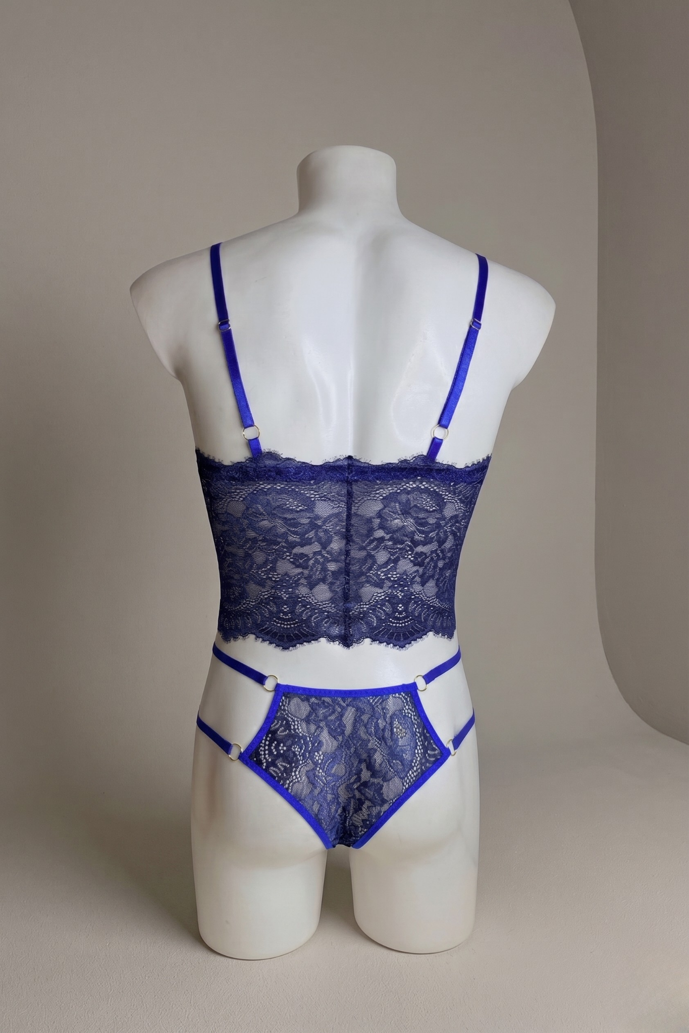 Royal Blue Lace Lingerie Set for Men – Femboy Cami Top & Micro Thong