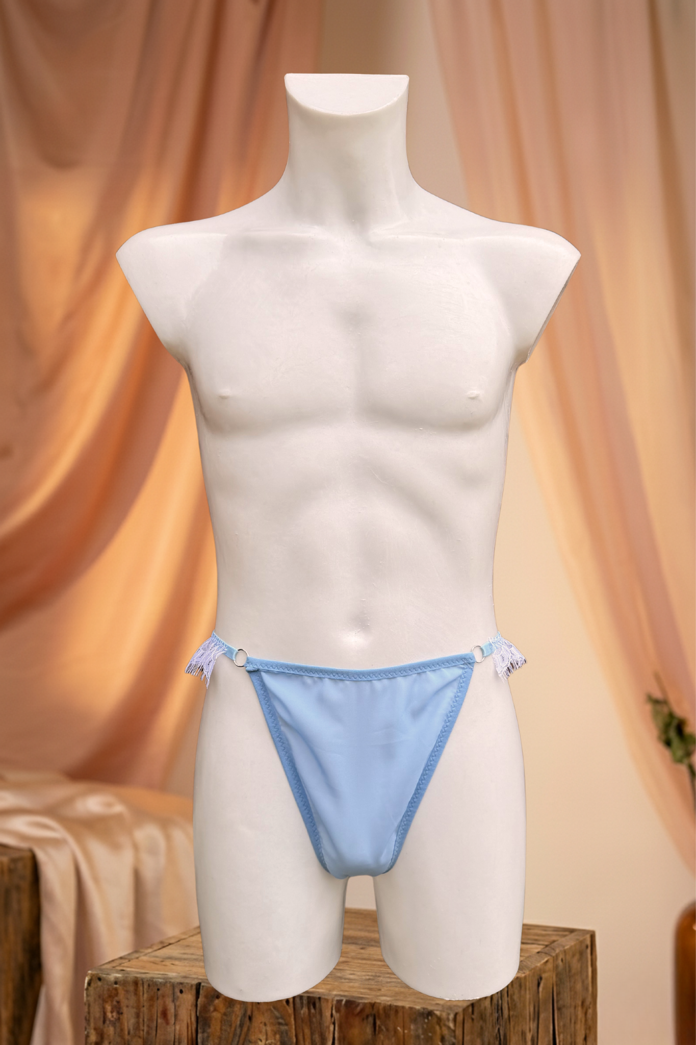 Sheer Blue Lace Nightshirt – Soft Chemise Lingerie for Men