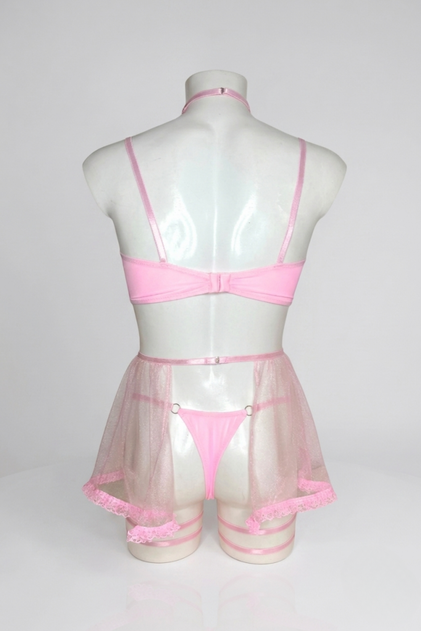 Men's Pink Femboy Lingerie Full Set | Lace Corset, Skirt, Garters & Choker Outfit