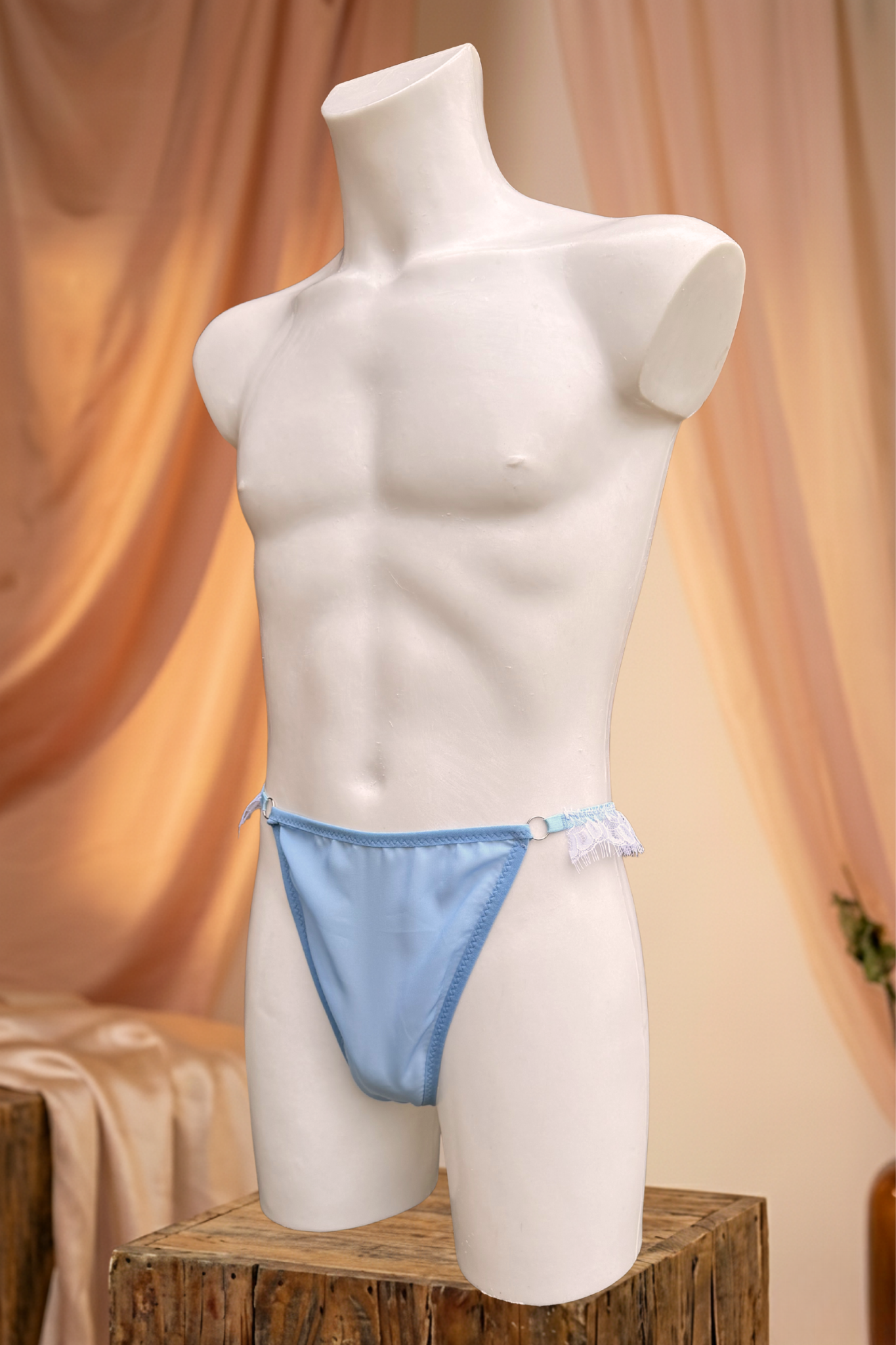 Sheer Blue Lace Nightshirt – Soft Chemise Lingerie for Men