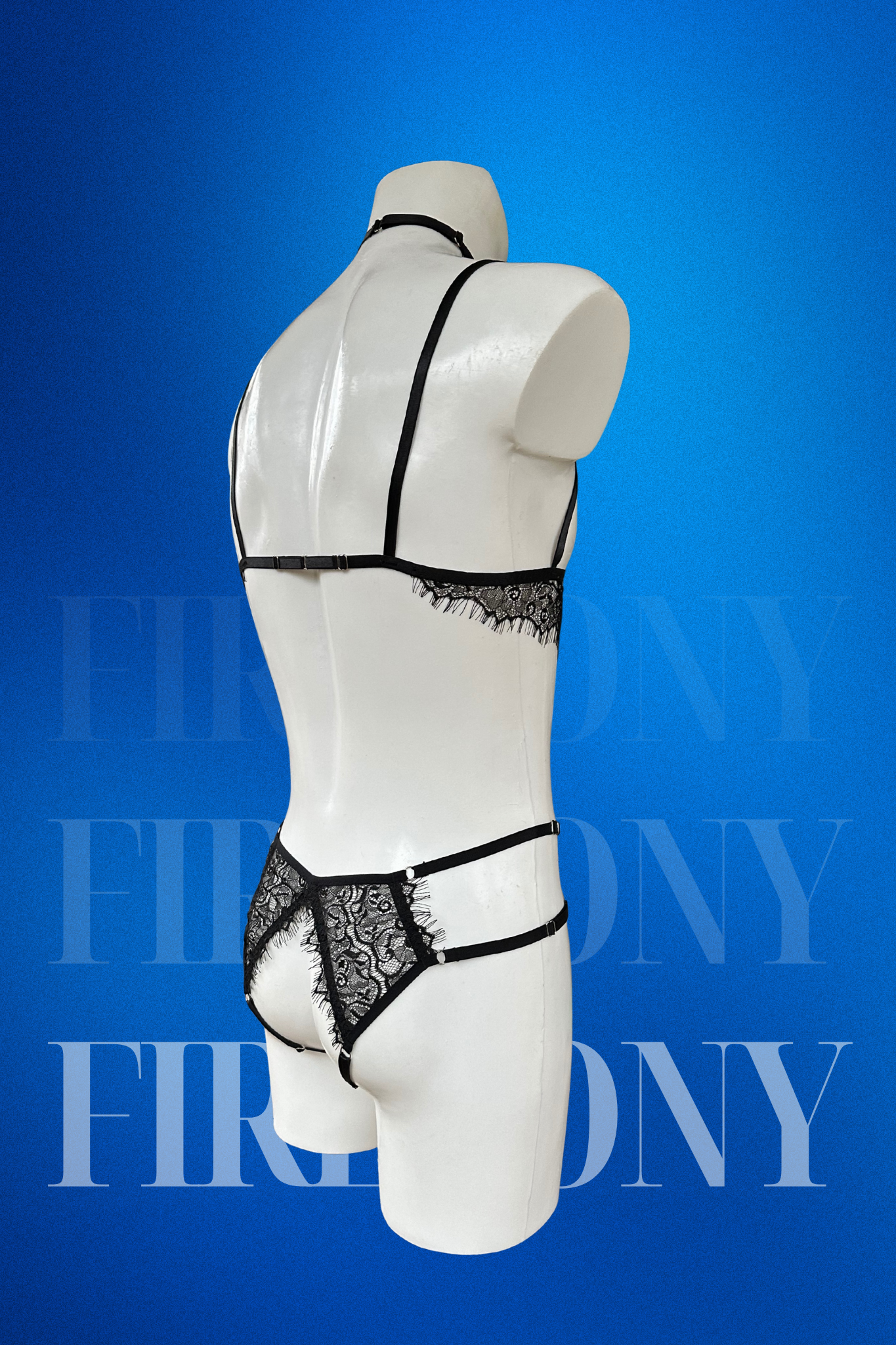 Black Lace Harness Lingerie Set — Unisex Elegance in Every Detail