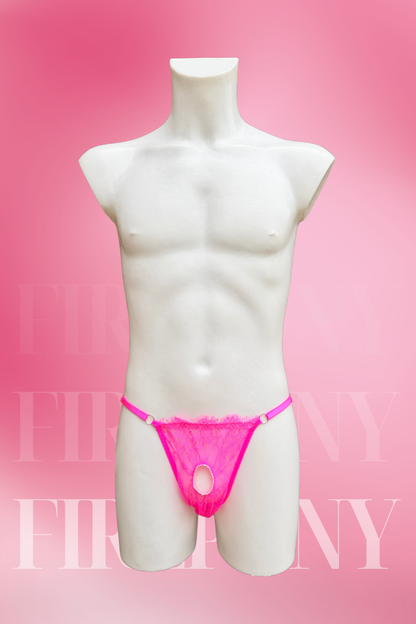 Pink Open Crotched Panty - Men’s Open Crotch Underwear, Sissy Lingerie, See Through Panty with Hole