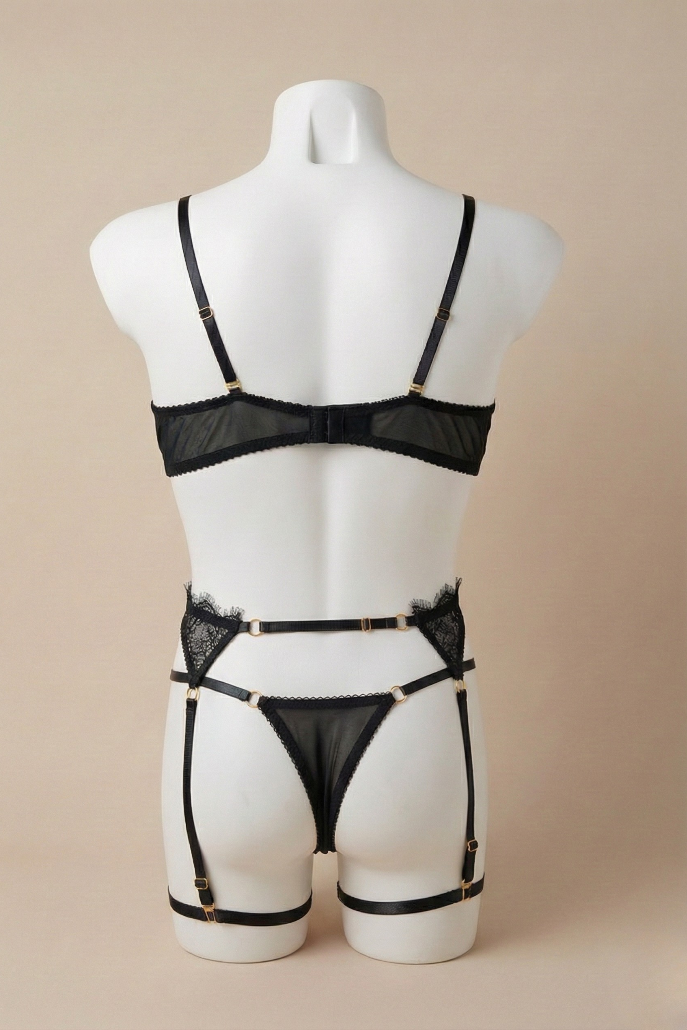 Seductive Black Lace Satin Femboy Lingerie Set with Bra, Garter Belt a Fire Pony Seductive Black Lace Satin Femboy Lingerie Set with Bra, Garter Belt a Fire Pony