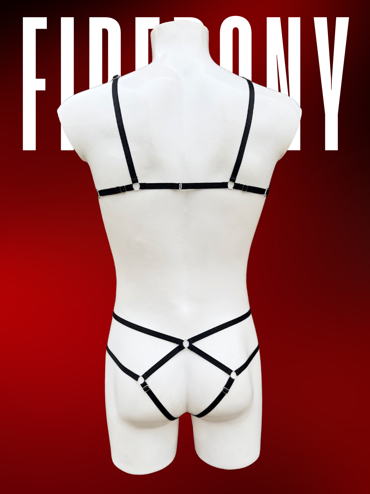 Men’s Black Mesh Rave Set – Sheer Harness Crop Top & High-Waist Cutout Shorts with O-Ring Details