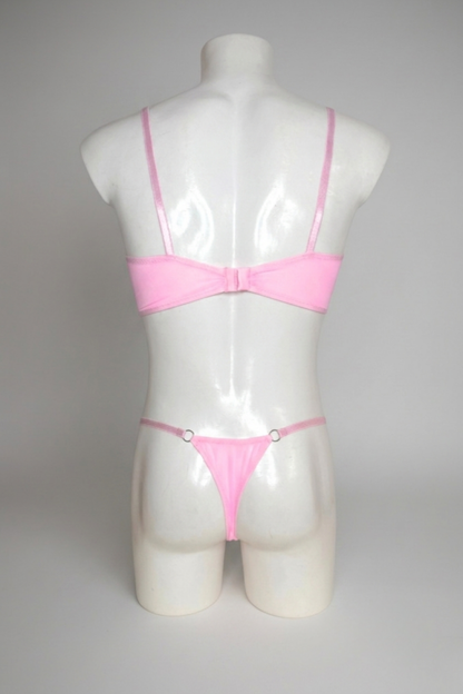 Men's Pink Sheer Mesh Corset & Thong Lingerie Set | Femboy & Sissy Lace Underwear