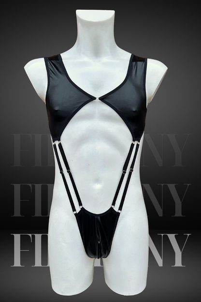 Mens Sexy Leather Bodysuit - Gay Clubwear Outfit - Femboy Lingerie