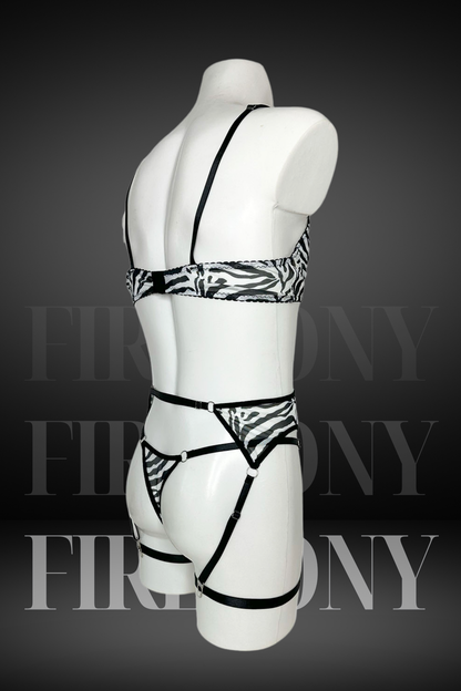 Zebra Print Men’s Lingerie Set – Gay Lingerie Bra, High Waist Thong & Garters – Femboy Sissy Underwear – Sexy Exotic Men’s Lingerie