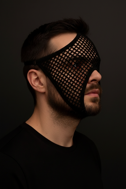 Black Mesh Face Mask – Cyberpunk Festival Headwear & Rave Accessory