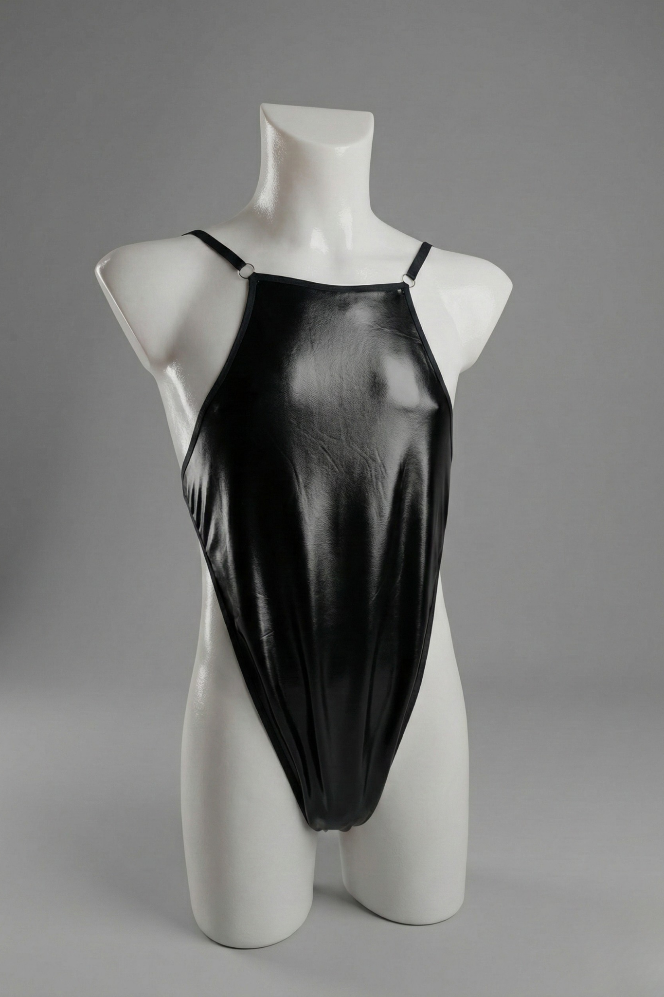 Men's Sexy Faux Leather Bodysuit - High Cut Rave & Fetish Wear