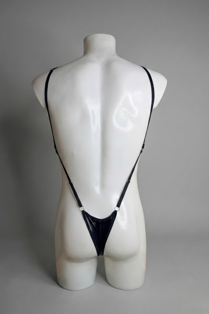 Men's Sexy Faux Leather Bodysuit - High Cut Rave & Fetish Wear