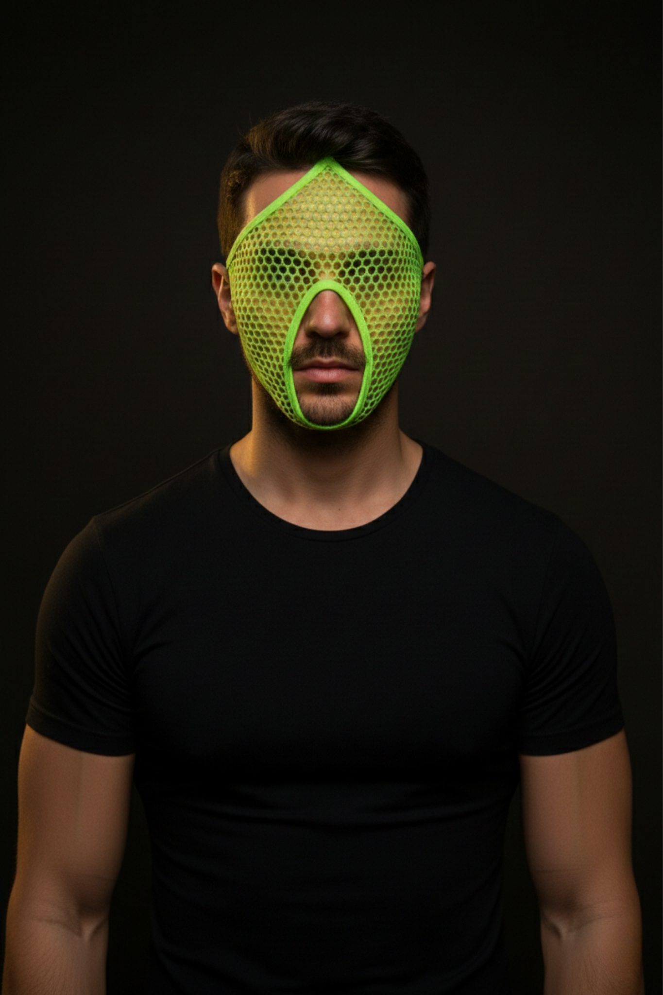 Neon Green Mesh Face Mask – Cyberpunk Festival Headwear & Rave Accessory