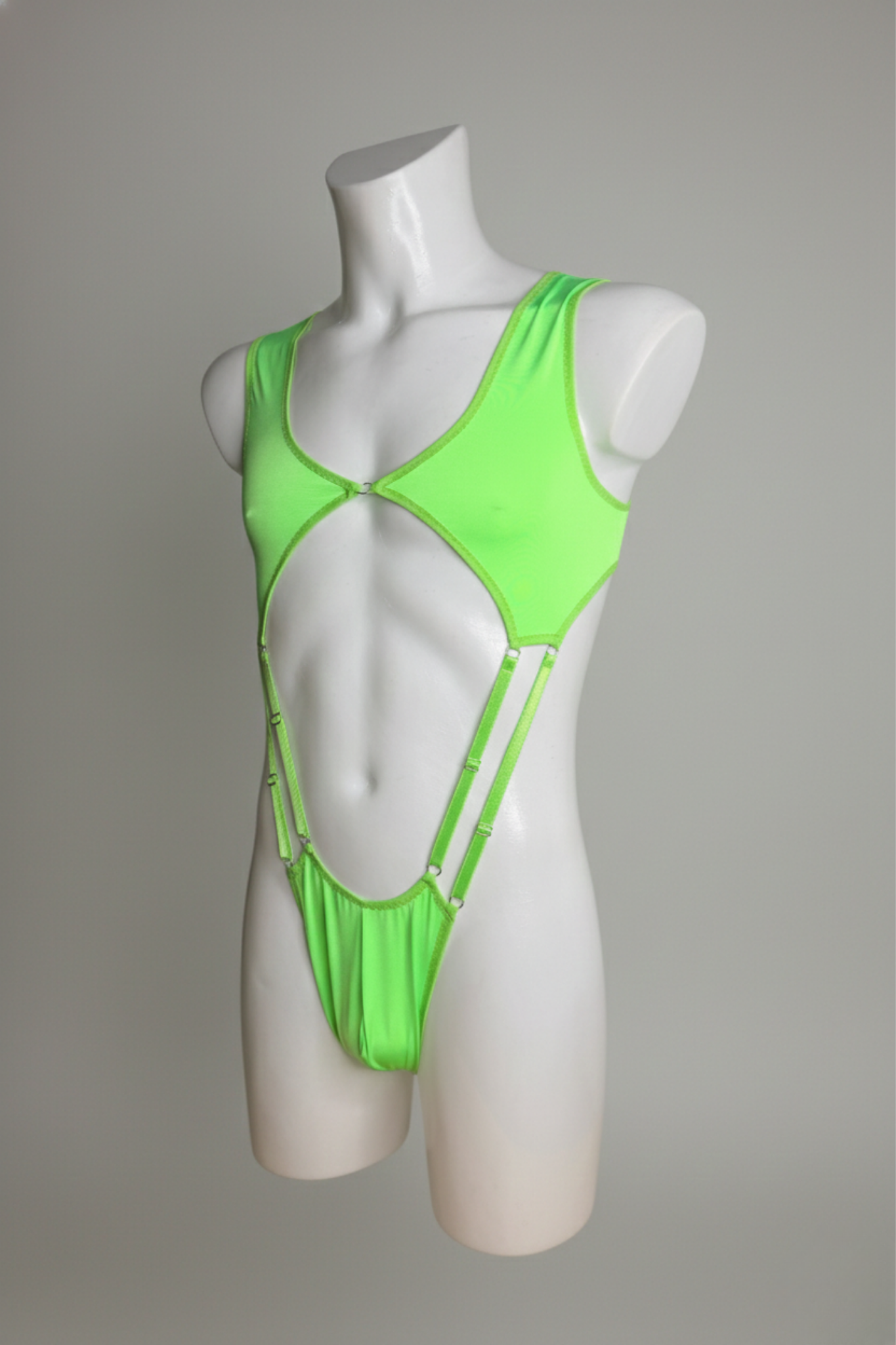 Neon Green Men's Cut-Out Bodysuit - Festival & Rave Monokini