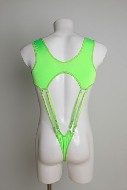 Neon Green Men's Cut-Out Bodysuit - Festival & Rave Monokini