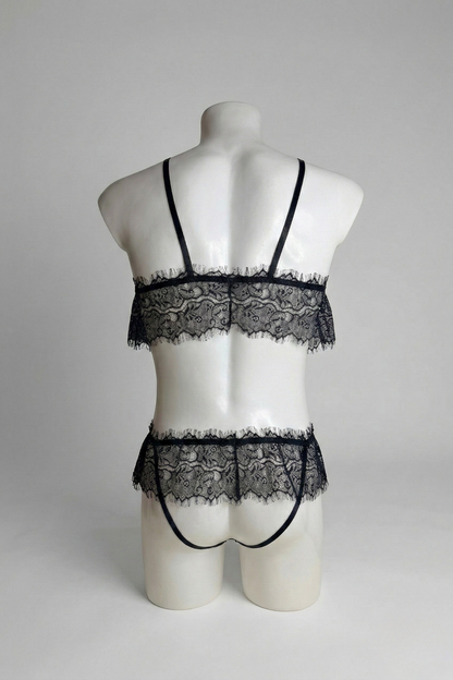 Men's Sheer Mesh & Lace Femboy Lingerie Set - 2-Piece Bra & Panty