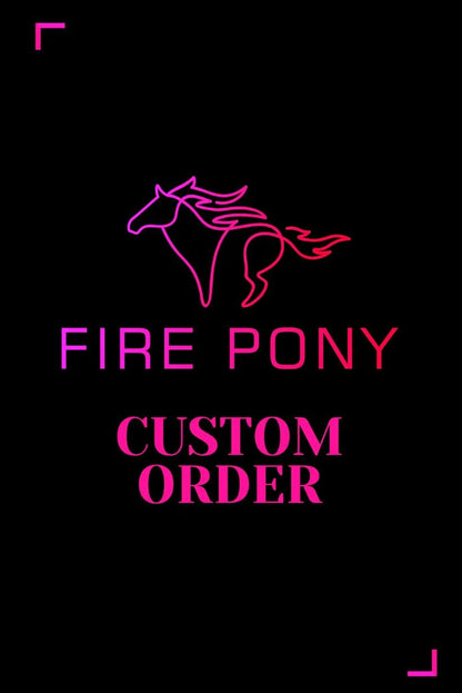 Ensemble lingerie homme sur mesure Fire Pony : logo et texte Custom Order sur fond noir