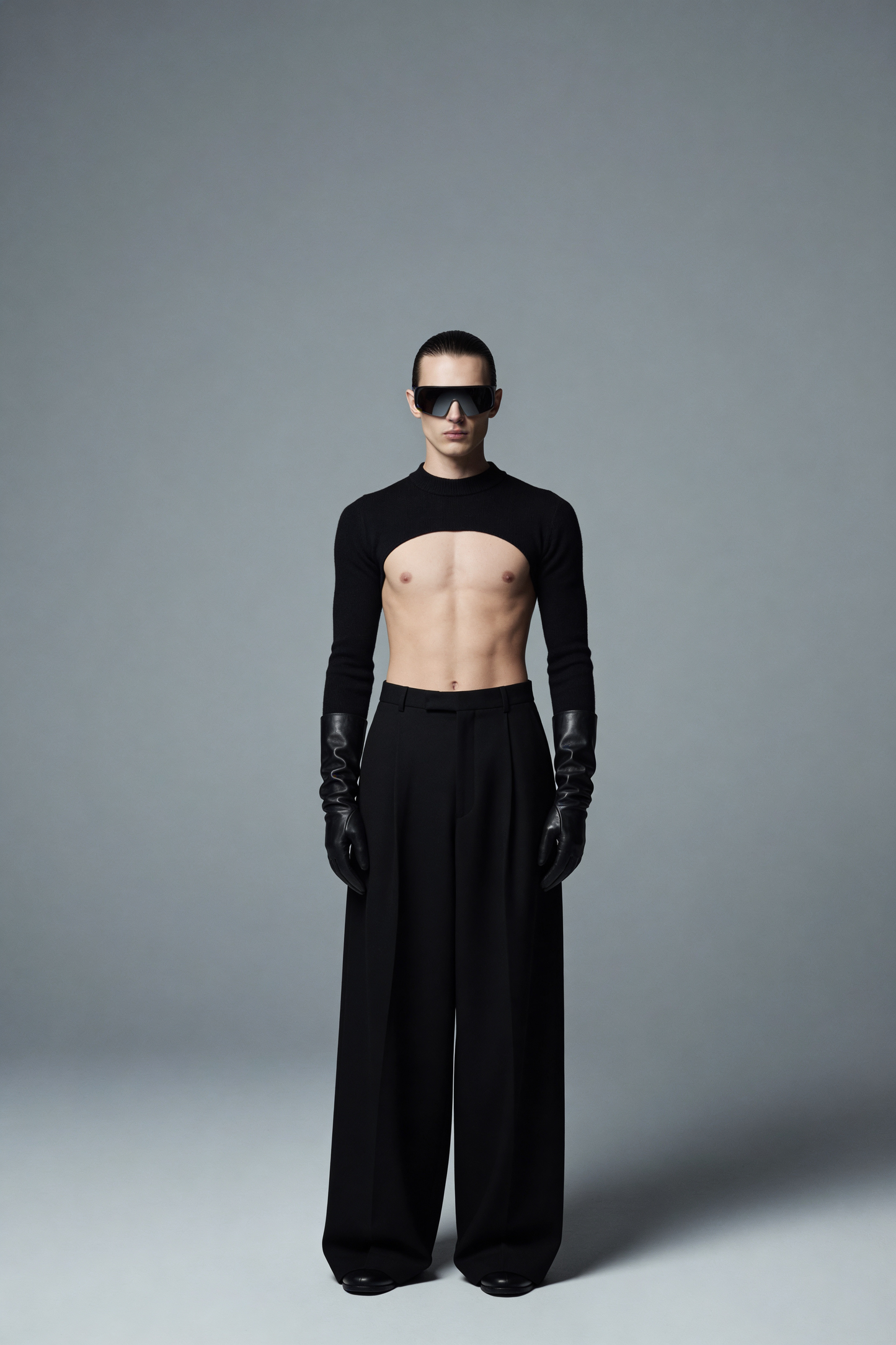 Men's Black Extreme Crop Top Shrug | Rave & Fetish Festival Wear