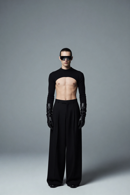 Men's Black Extreme Crop Top Shrug | Rave & Fetish Festival Wear